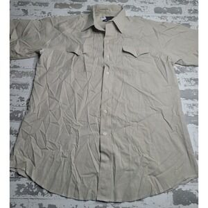 Panhandle Slim Short Sleeve Beige Button Down Shirt Men's‎ 17